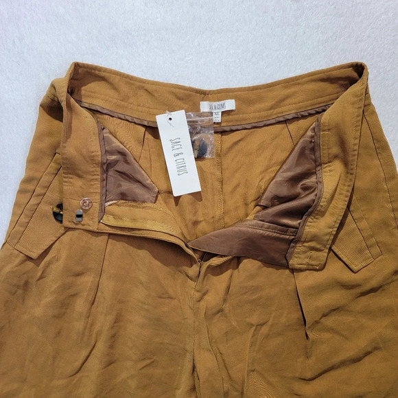 NWT Sage & Citrus Gold Dressy Pleated Shorts Button Accents High Rise Size XL - Picture 5 of 10
